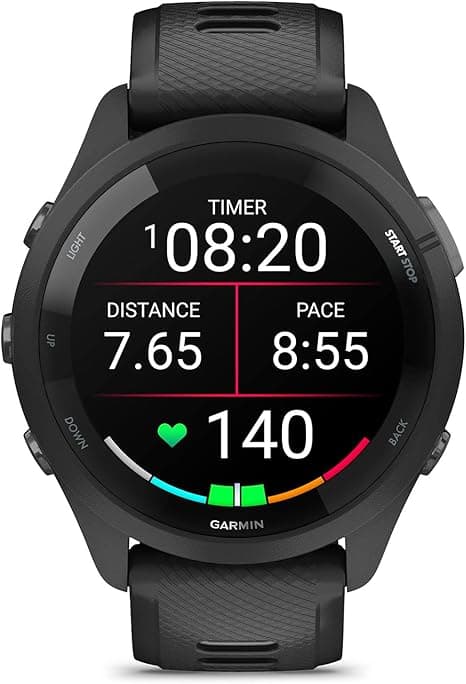 Forerunner® 265, Black Bezel and Case with Black/Powder Gray