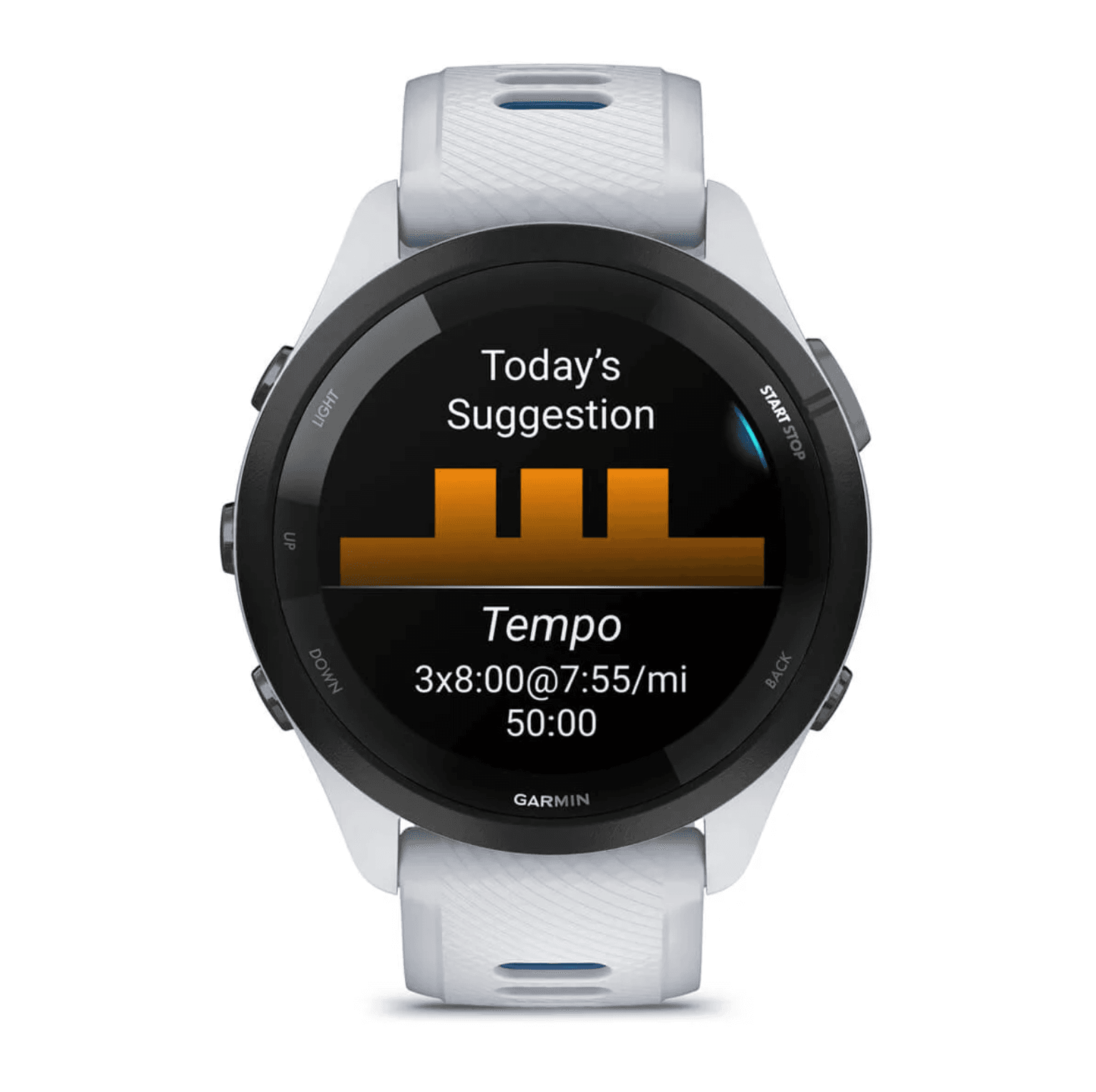 Forerunner® 265, Black Bezel with Whitestone Case and Whitestone/Tidal Blue