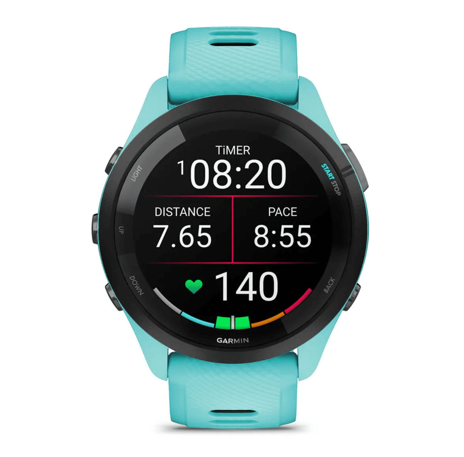 Forerunner® 265, Black Bezel with Aqua Case and Aqua/Black