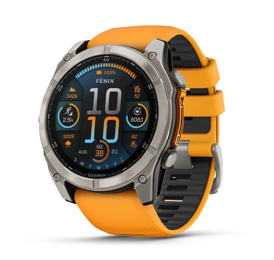 fēnix® 8 – 51 mm, AMOLED Sapphire, Titanium with Spark Orange/Graphite Silicone Band