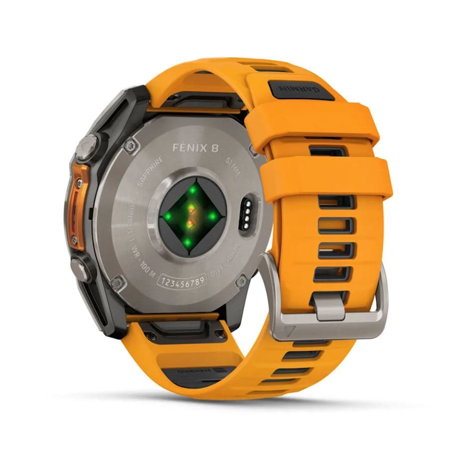 fēnix® 8 – 51 mm, AMOLED Sapphire, Titanium with Spark Orange/Graphite Silicone Band